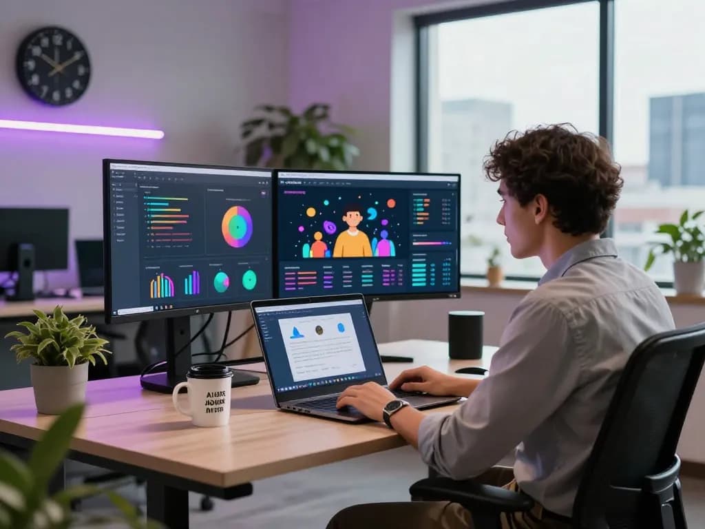 Engaging dynamic workspace scene showcasing Juicy AI interactions in a modern digital setting.