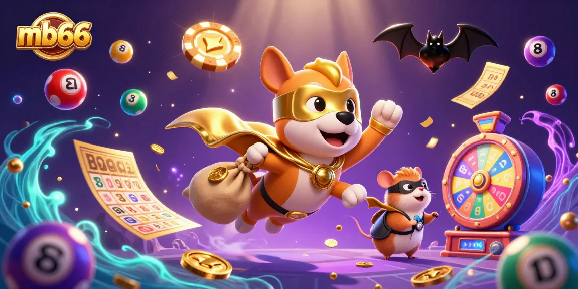 Experience thrilling wins with mb66 in this dynamic casino adventure illustration featuring vibrant games.