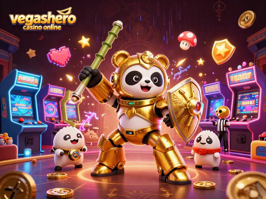 Experience the thrill at vegashero casino online with exciting 3D arcade gaming scene and vibrant characters.