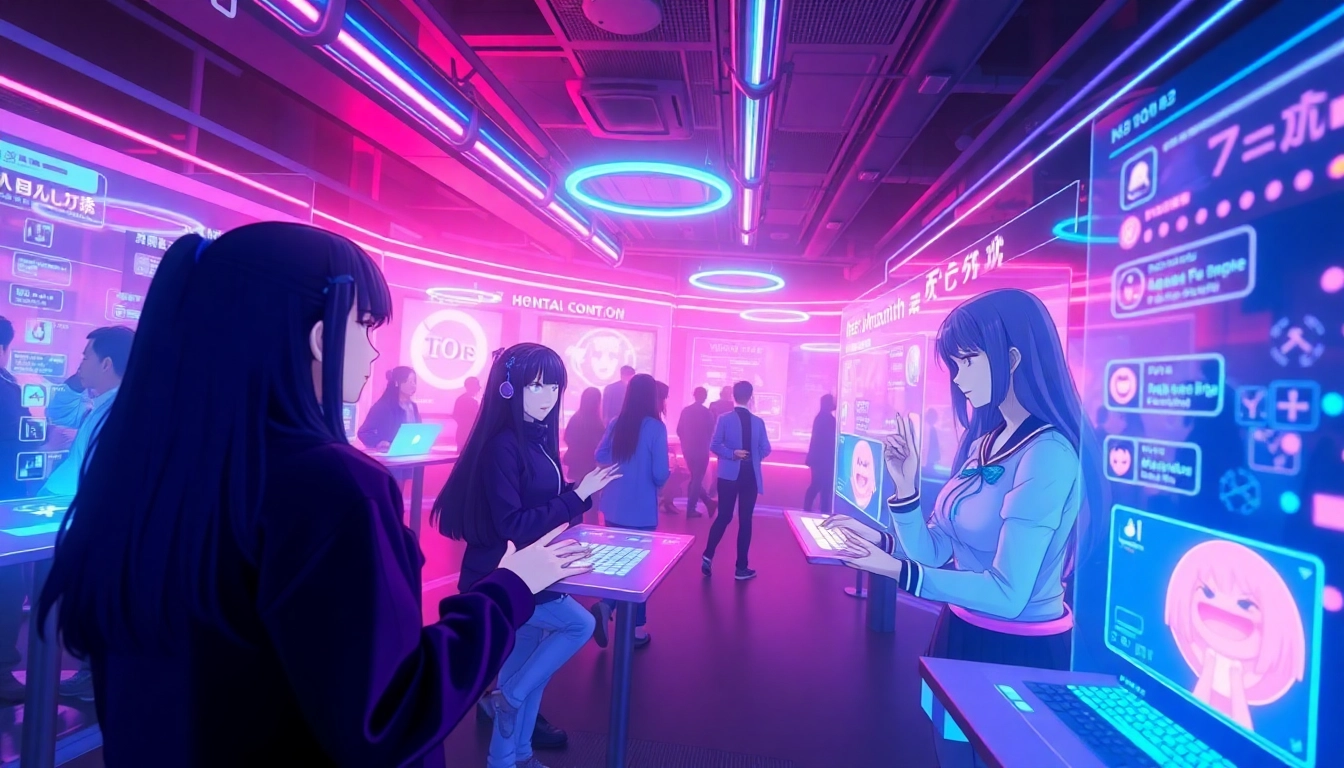 Engaging scene of hentai AI chat showcasing vibrant characters in a digital forum.
