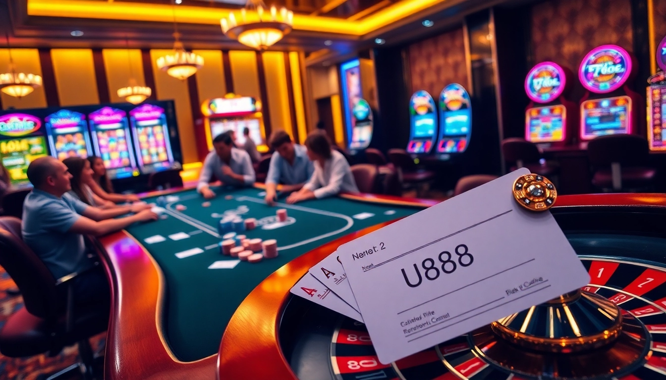 Experience the thrill of U8888 at a vibrant casino table filled with excitement.