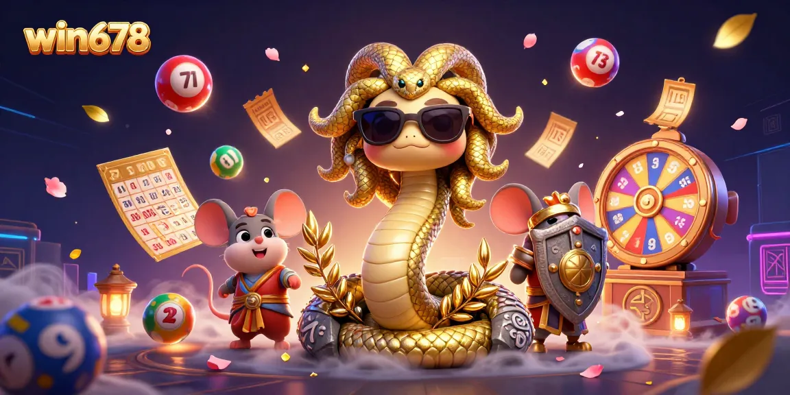 Win678 launches a vibrant gaming experience with Medusa, warrior mouse, and dynamic lottery elements.