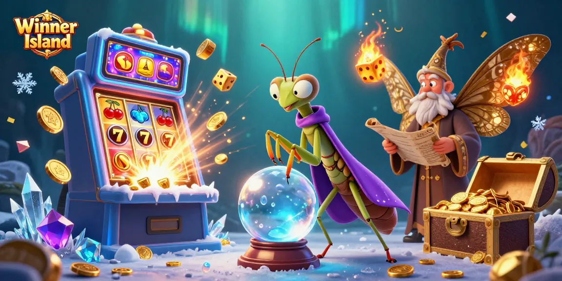 Engage in thrilling gameplay at Winner Island with vibrant slot machines and animated characters