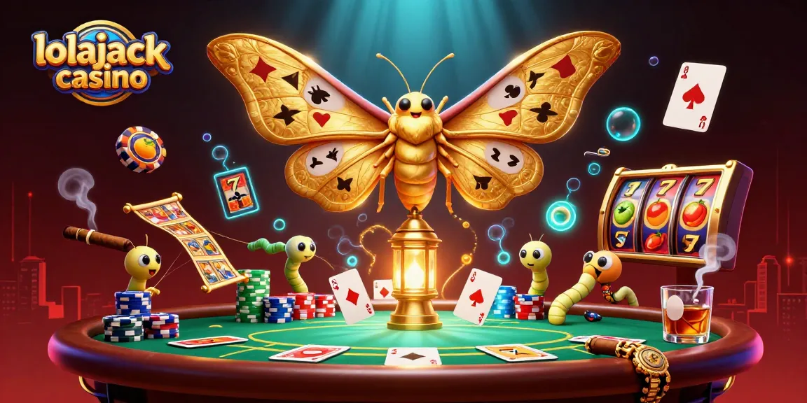 Experience exciting games at Lolajack Casino with vibrant scenes of poker and slots.