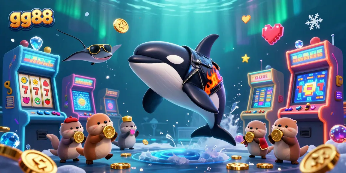 Experience the thrill of gg88 with vibrant casino-themed art featuring playful sea creatures.